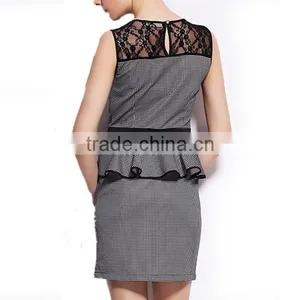 Latest Design New Fashion Sexy Flare Peplum Ladies Designer Skirt Suits thumbnail-3