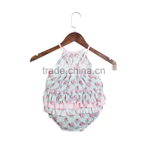Summer Hot Sale Infant and Toddlers Clothing Romper Boutique Baby Girl Floral Bubble Romper thumbnail-5