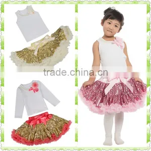 High Quality Girls Sequin Skirt Set,Fluffy Tutu Skirt Set For Girls thumbnail-1
