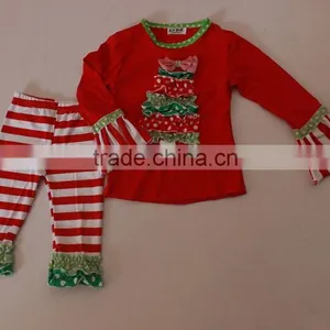 Wholesale Baby Sweet Christmas Tree Pattern Bounique Ruffle Kid's Outfit Set for Baby thumbnail-6
