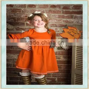 Girls Boutique Clothing Halloween 3/4 Bell Sleeves Pumpkin Color Children Festival Clothes thumbnail-1