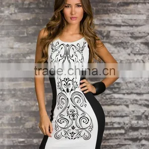 2016 Newest Fashion Printed Women Pencil Dress Sleeveless Ladies' Dress OEM thumbnail-1