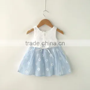 100% Cotton Short Sleeve Summer Lace Flower Baby Dress thumbnail-3