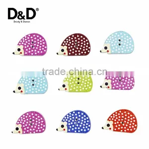 D&D 2017 New 15Pcs/Lot Colorful Hedgehog-Shaped Wooden Buttons 2-Holes Sewing Button Scrapbooking DIY Craft thumbnail-1