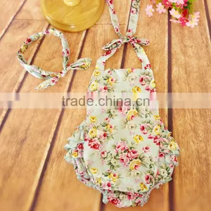 Baby Girls' Floral Prints Summer Backless Ruffle Jumpsuit thumbnail-1