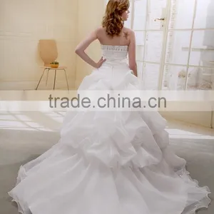 A-Line Strapless Long Trailing Bead And Ruffle Wedding Dress Bridal Gown AS00101 thumbnail-1