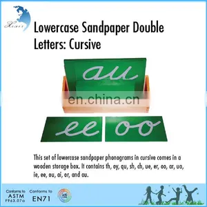 Wholesale Montessori Educational Toys Wooden Box Alphabet Letter Lowercase Sandpaper Double Letters Cursive thumbnail-4