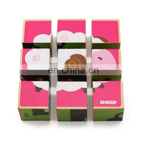 High Quality Montessori Wooden Baby Toy Animals Puzzle Cube Solid Wooden For Children Use thumbnail-3