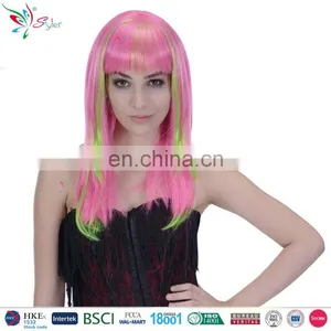 Styler Brand China Best Party Straight Wig Hot Sale Pink Synthetic Wig thumbnail-1