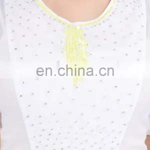 Indian Handmade Beaded Cotton White Tunic Hippe Women Dress Sexy Formal Tunic Manufacturer thumbnail-5