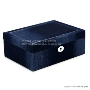 Custom Logo Luxury Jewelry Gift Box Ring Necklace Fabric Jewelry Storage Box With Lock Design thumbnail-4