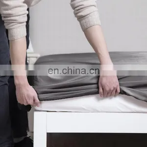 Amazon Premium Hotel Gray 100% Microfiber Matt Fabric Stain Flat Fitted Plain Bed Sheet Set thumbnail-6