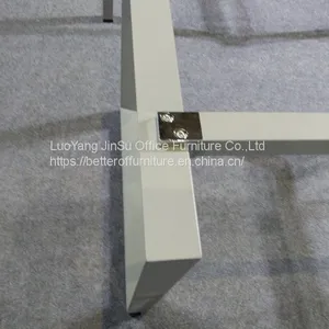 1 Person Modern Office Desk Furniture Melamine Wooden Top Light Gray Color Pentagon Leg thumbnail-1