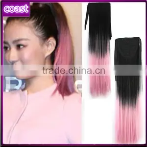 Cheap Synthetic Two Tone Pink and Black Hair Band Ponytails Quality Choice thumbnail-1