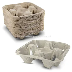 4 Cup Disposable Coffee Tray-Biodegradable and Compostable Cup Pulp Holder-Durable Drink Carrier for Hot or Cold Drinks-To Go Coffee Cup Holder for Food Delivery Service, Uber Eats thumbnail-3