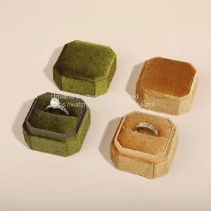 Custom Logo Square Flannel Ring Boxes Wedding Proposal Jewelry Ring Box thumbnail-1