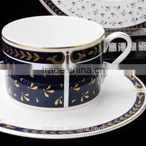 Bone China 15pcs Tea Set With Gold Leaves Design thumbnail-5