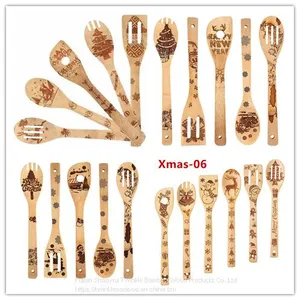 Twinkle Bamboo Wholesale /Christmas Gift Kitchen Utensils Burn/ Bamboo Utensil Set Engraved thumbnail-1