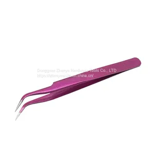 Professional Precise Eyelash Grafting Tweezers Planting Eyelash Clip Purple Straight Head Elbow Eyelash Clip Cute Eyelash Tool Sticker thumbnail-1