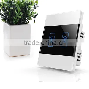 2 Gang Crystal Glass Panel White Touch Smart Home Switch thumbnail-1