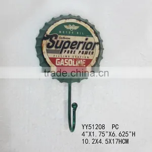 Beer Cap Motor Embossed Metal Wall Hook, Factory Cheap Metal Hook thumbnail-1