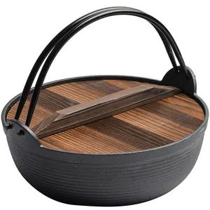 Japanese Style Single Serving Shabu Pot Pan Hot Pot Sukiyaki Pan Irori Nabe Pot With Wooden Lid and Cooking Stove thumbnail-1