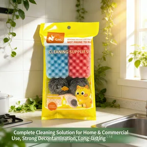 Kitchen Microfiber Cleaning Cloth Set Towel and Sponge OEM Restaurant Supply Kitchen Cleaning Tools for Dish Usage thumbnail-1