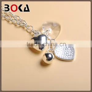 Charming Women Heart Shape Pendant Necklace Wedding Anniversary Engagement Gift Party Alloy Plated Chain Neckline for Dress Quality Choice thumbnail-2
