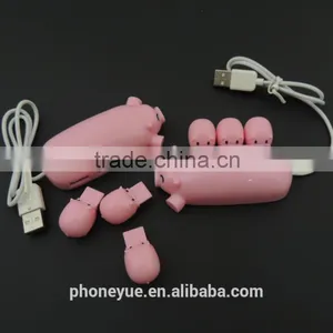 Latest Design Usb 2.0 Cut Cartoon Pig 3 Port Usb Hub With Card Reader thumbnail-2