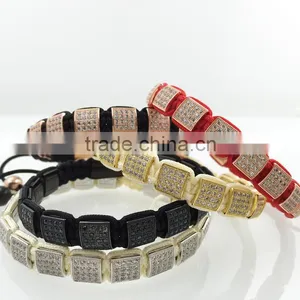 Wholesale Micro Setting Zircon Bracelet Braided Stone Beads Bracelet With Stainless Steel Beads thumbnail-1