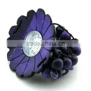 Fashion Coconut Watch,wood Watch With Flower Shaped Case thumbnail-1