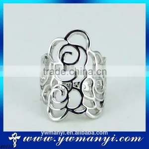 2016 The Very Good Quality Open Ring Women Vintage Water Sliver Rose Flower Ring Wholesale Brass Jewelry R0153 thumbnail-1