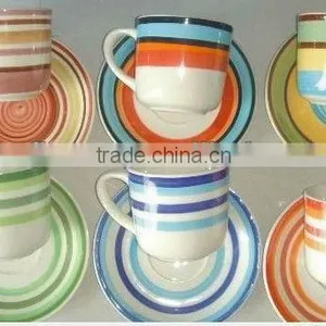 10oz Ceramic Coffee Mug, 10oz Stoneware Handpinted Mug 10oz Stoneware Mug, thumbnail-3