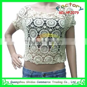 High Quality Fashion Designer Embroidery Clothing Lace Woman Cotton Embroidery Blouse thumbnail-5