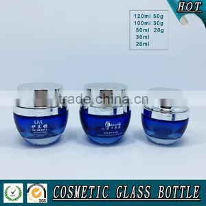 Bule Colored Glass Cosmetic Bottles and Jars thumbnail-3