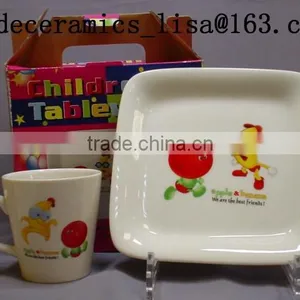 Children Eco-friendly Hot Sale Modern Cartoon Design Fruit Dish Square Plate and Mugs thumbnail-1
