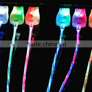 Colorful Flat Micro USB Cable With LED Light for IPhone thumbnail-1
