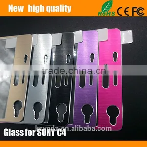 2.5D Titanium Alloy Brushed Metal Tempered Glass Screen Protector Guard for SONY C4 thumbnail-2