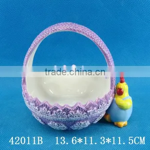 Creative Cock Figurine Ceramic Storage Basket for Kitchen thumbnail-6