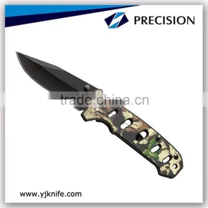 Black Blade Folding Knives With Fall Forest Camo Coated Aluminum Handle thumbnail-1
