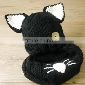 MS81056C Winter 2016 Kids 2pcs Cute Knitted Pattern Caps and Scarves Set thumbnail-2