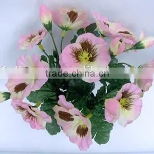 Cheap Artificial Silk Flowers for Dollar Store H24cm 5 Stems Pink Pansy thumbnail-4