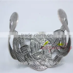 Fashion Silver Knitted Twisted Metal Women Wide Bracelet Fake Woven Cuff Bracelets Bangles for 2016 New Accessory thumbnail-2