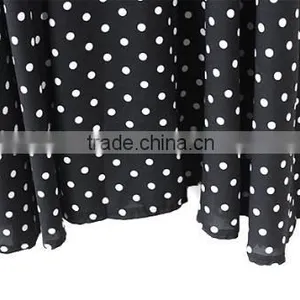 Stylish Lady Women Sweet Medium Elastic Waist Dot Chiffon Mild-calf Casual Pleated Skirt thumbnail-6