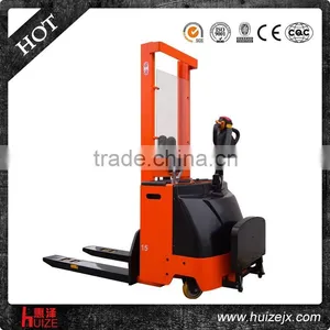 1t 1.6m Standing Operation Electric Straddle Pallet Stacker thumbnail-1