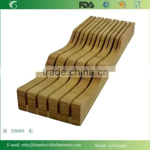 DX003/In Drawer Counter Kitchen Bamboo Knife Holder Rack Storage Block thumbnail-1