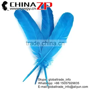 ZPDECOR Wholesale Best Selling Feather Size From 30cm-35cm Dyed Turquoise Blue Solid Color Turkey Wing Feathers thumbnail-1