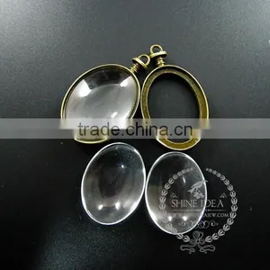 30*40mm Vintage Style Bronze Alloy Oval Photo Frame Glass Pendant Charm DIY Bezel Setting Tray With Glass Jewelry 1810427 thumbnail-3