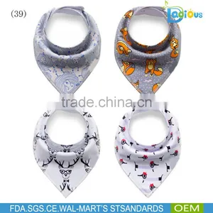 Manufacturer Excelent Quality Cute 100% Organic Cotton Bandana Baby Bib thumbnail-1