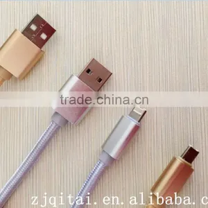 Strong Braided + Metal Connector Micro Usb Cable , Colorful Data Cable , Fast Charging for Iphone Cable thumbnail-1